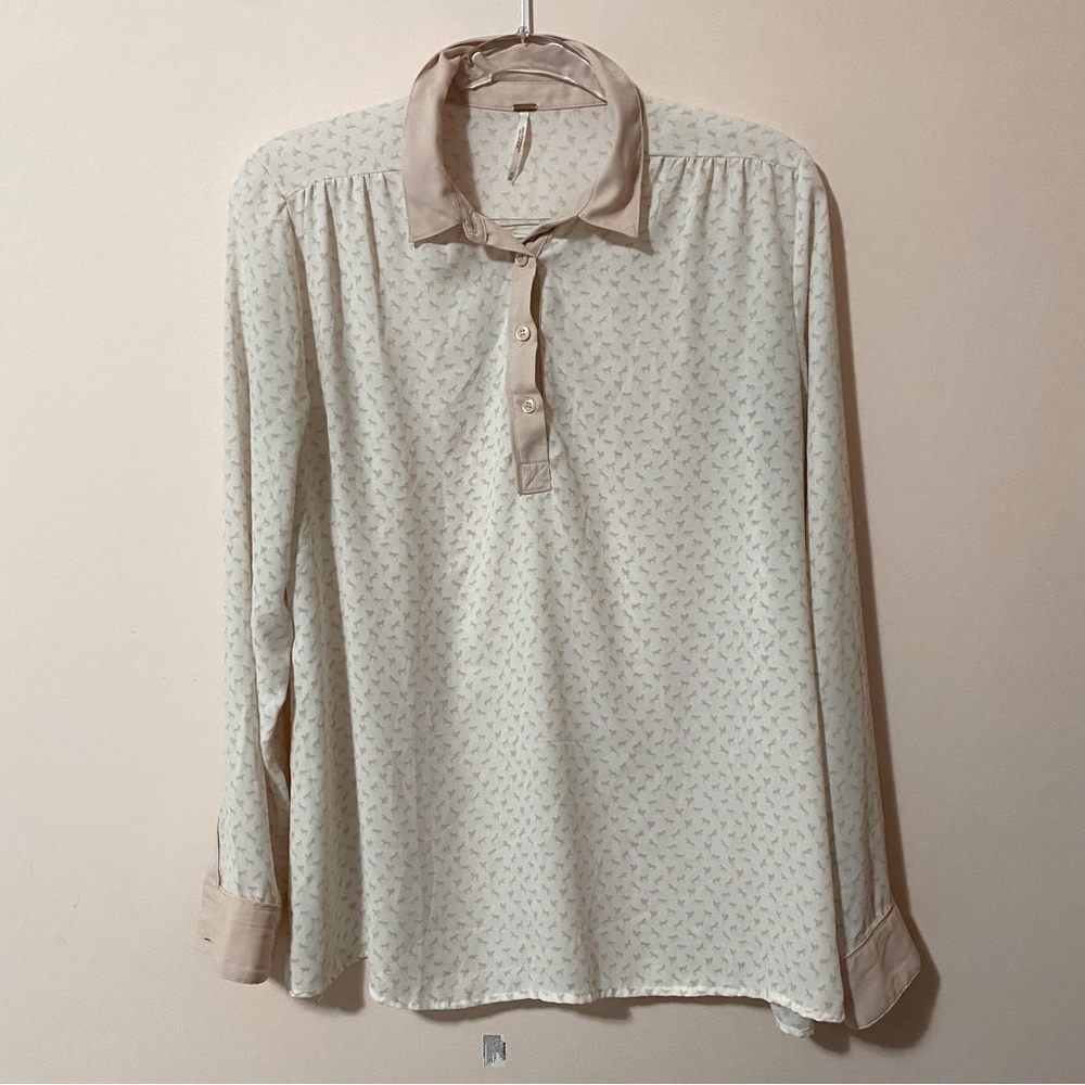 Free People lightweight long sleeve blouse with horses print